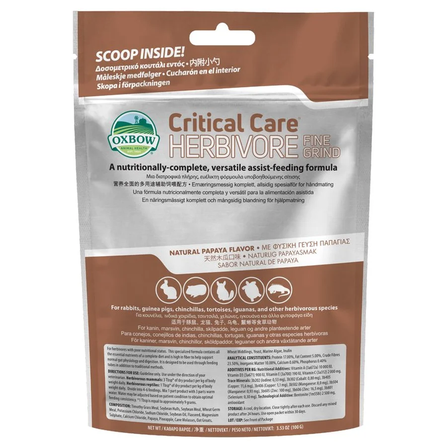 Oxbow Critical Care Herbivore Fine Grind Papaya (100 g)