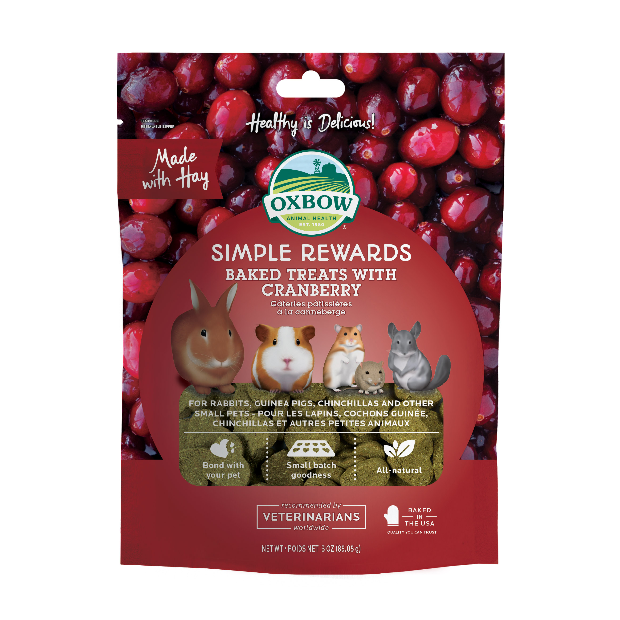 Oxbow Simple Rewards Baked Treats with Cranberry (3 oz) - 85.05g