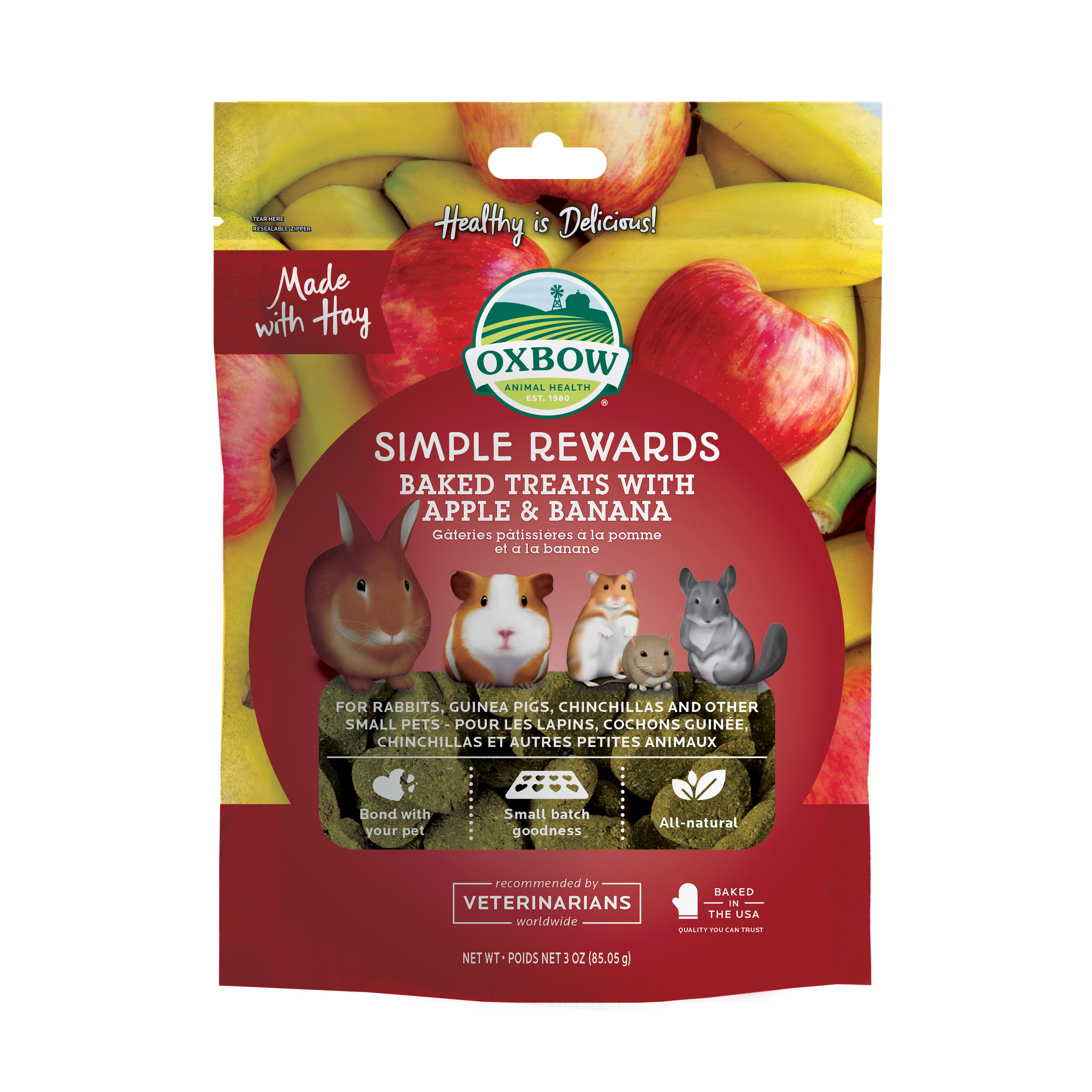 Oxbow Simple Rewards Baked Treats with Apple & Banana (3 oz) - 85.05g