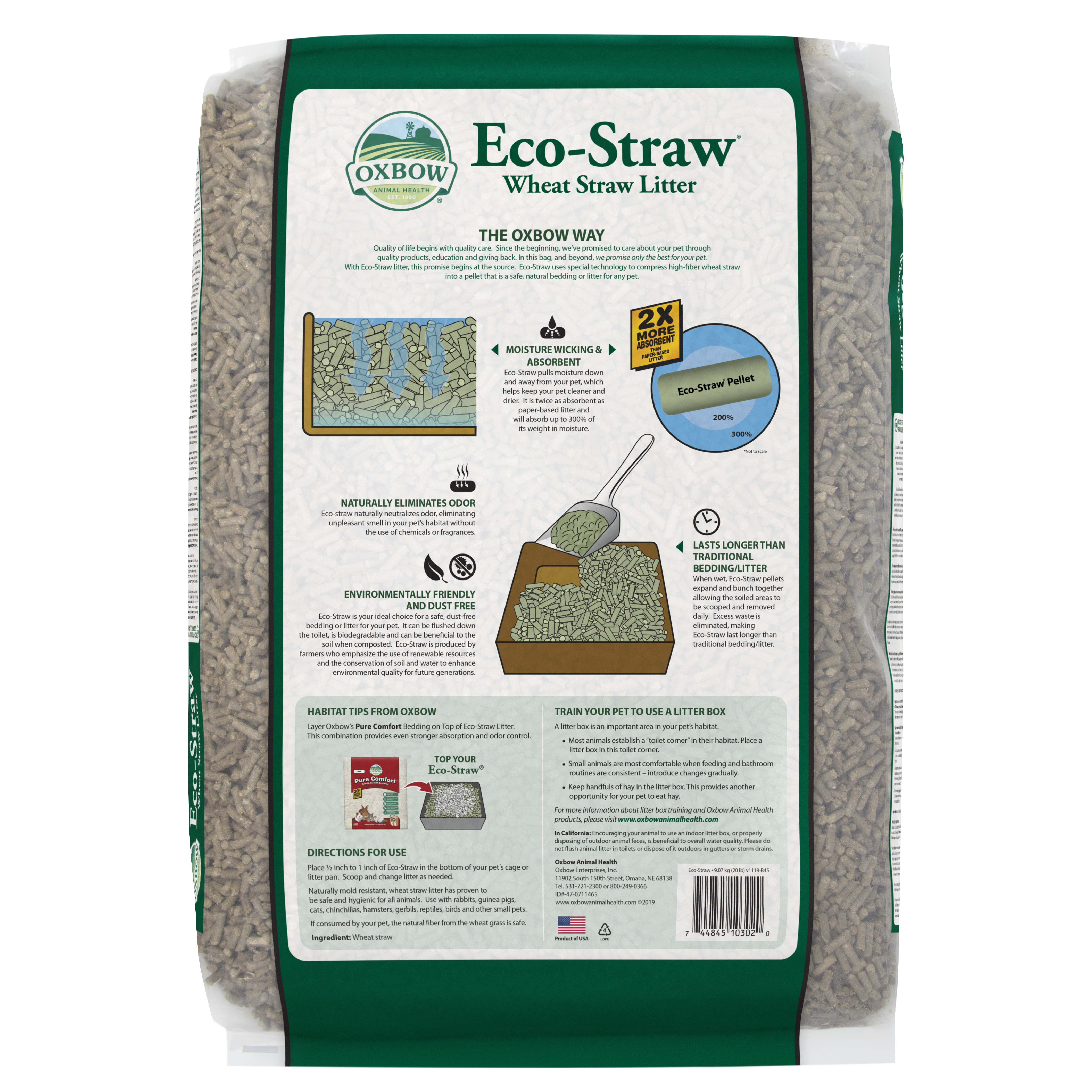 Oxbow Eco-Straw Litter (20 lb) - 9.07kg