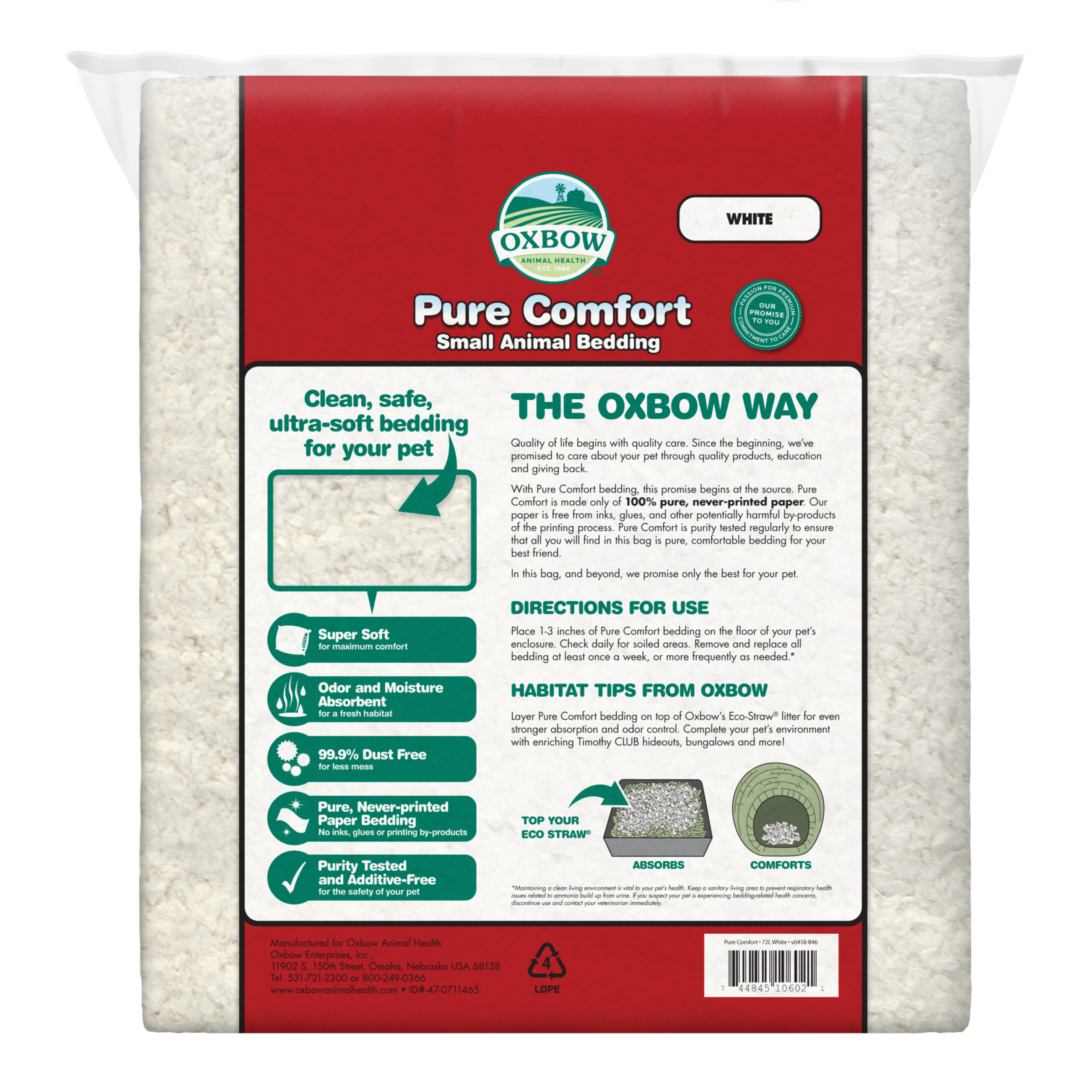 Oxbow Pure Comfort White Bedding (72 L)