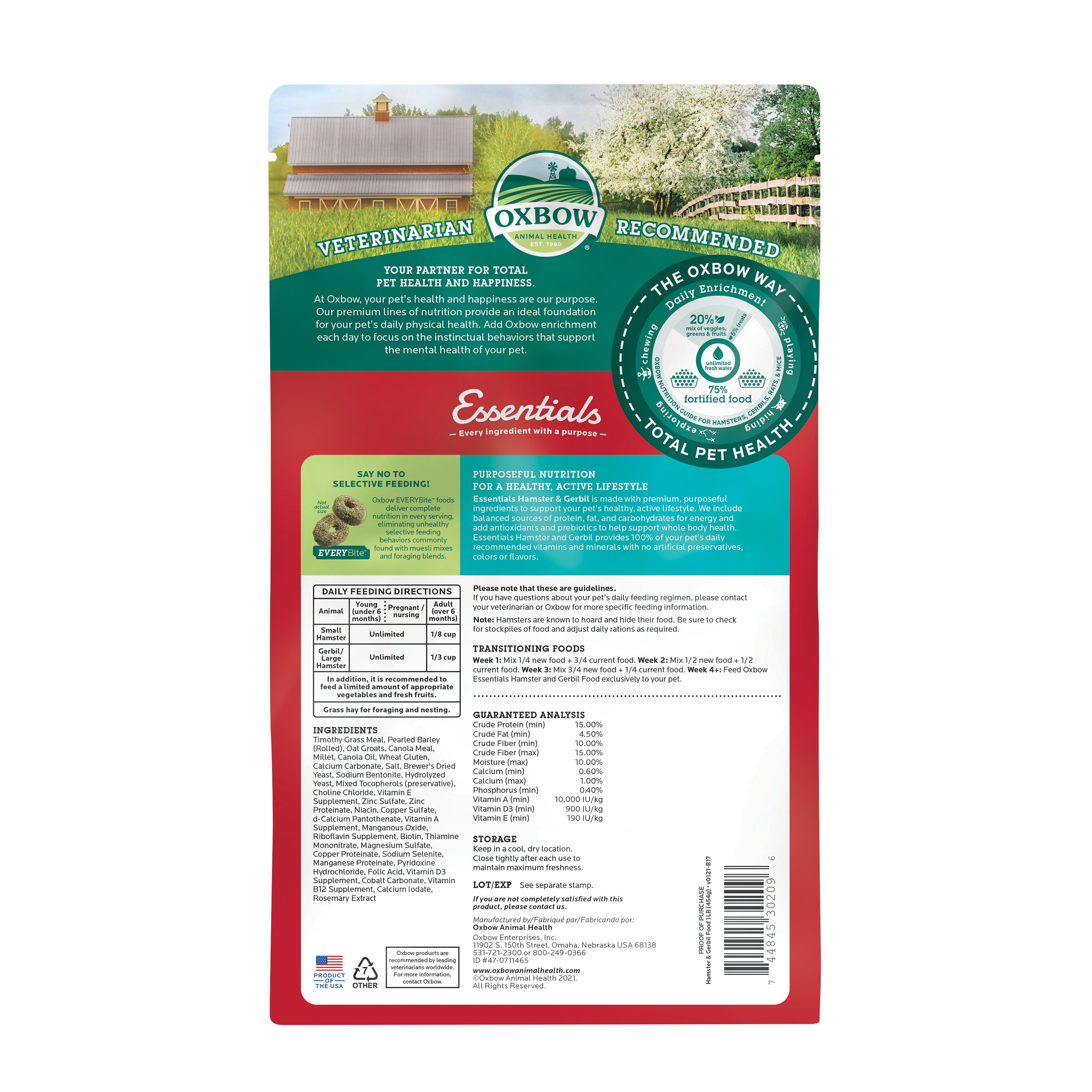 Oxbow Essentials Hamster and Gerbil Food (1 lb) - 454g