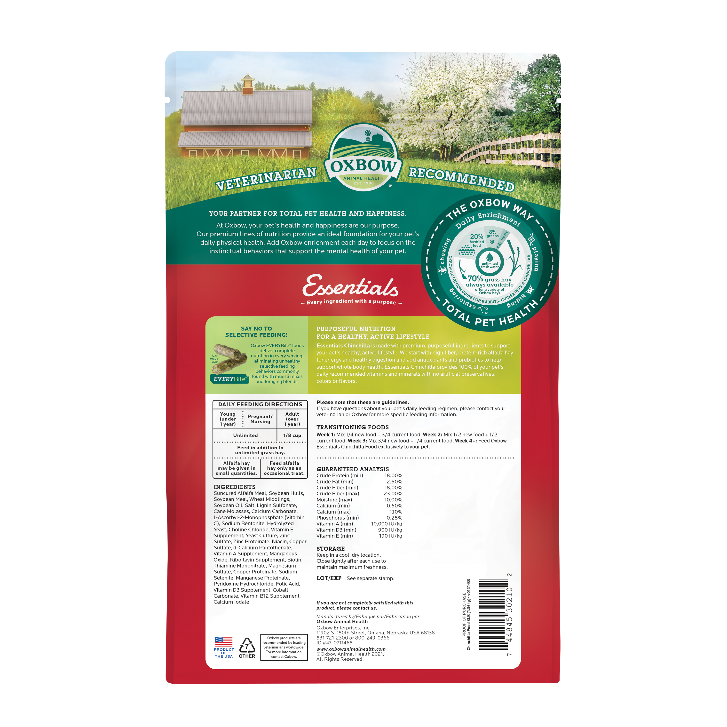 Oxbow Essentials Chinchilla Food (3 lb) - 1.36kg