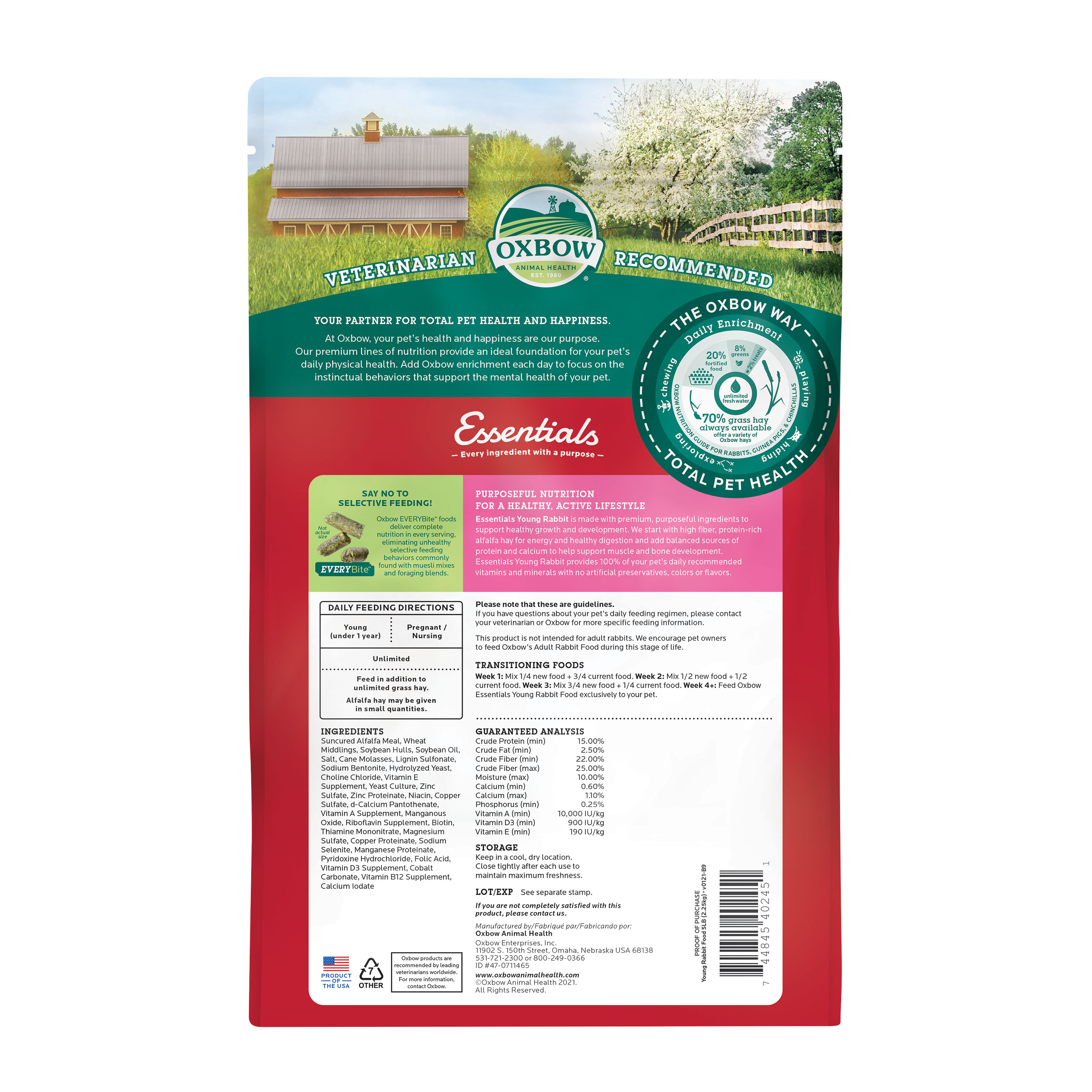 Oxbow Essentials Young Rabbit Food (5 lb) - 2.25kg