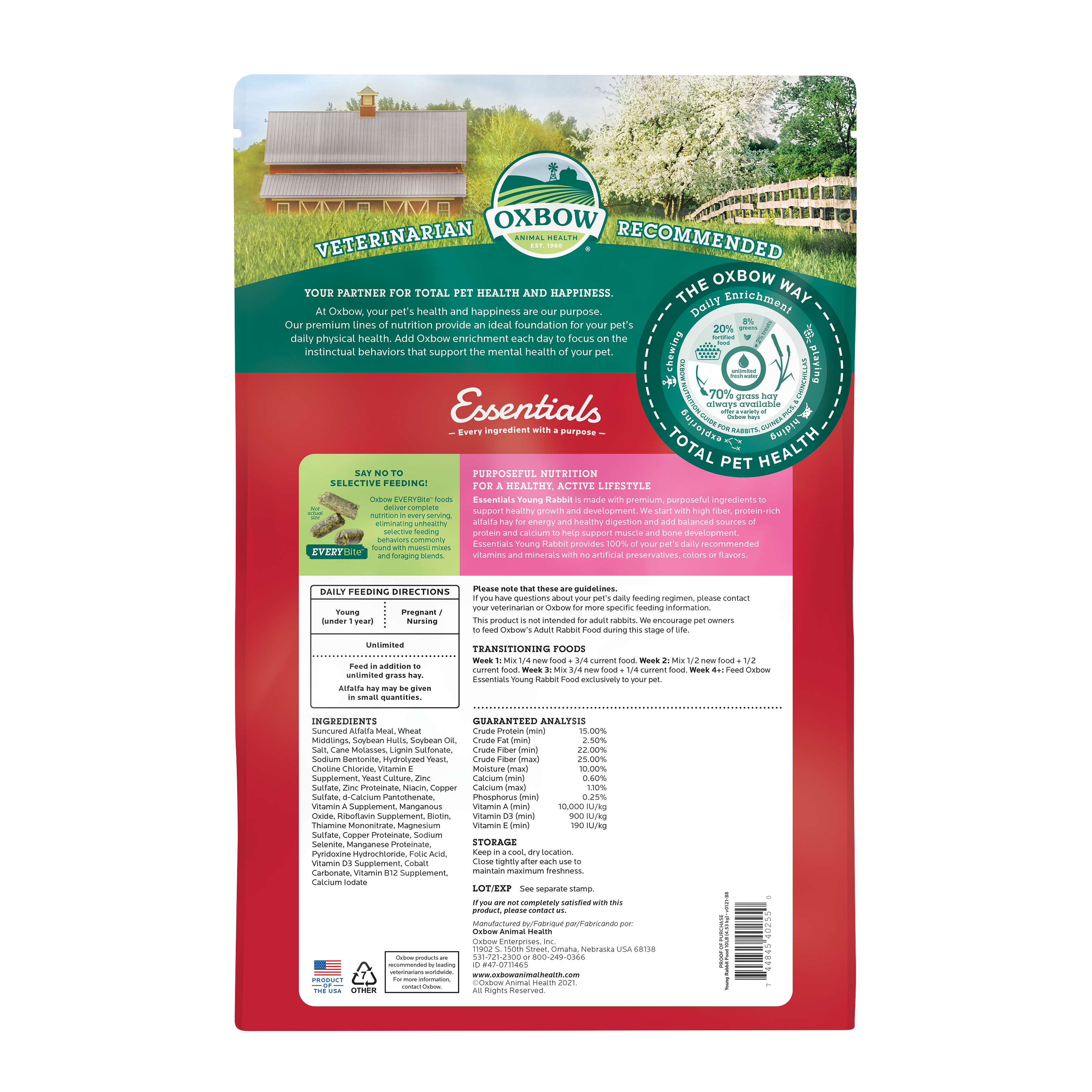 Oxbow Essentials Young Rabbit Food (10 lb) - 4.53kg