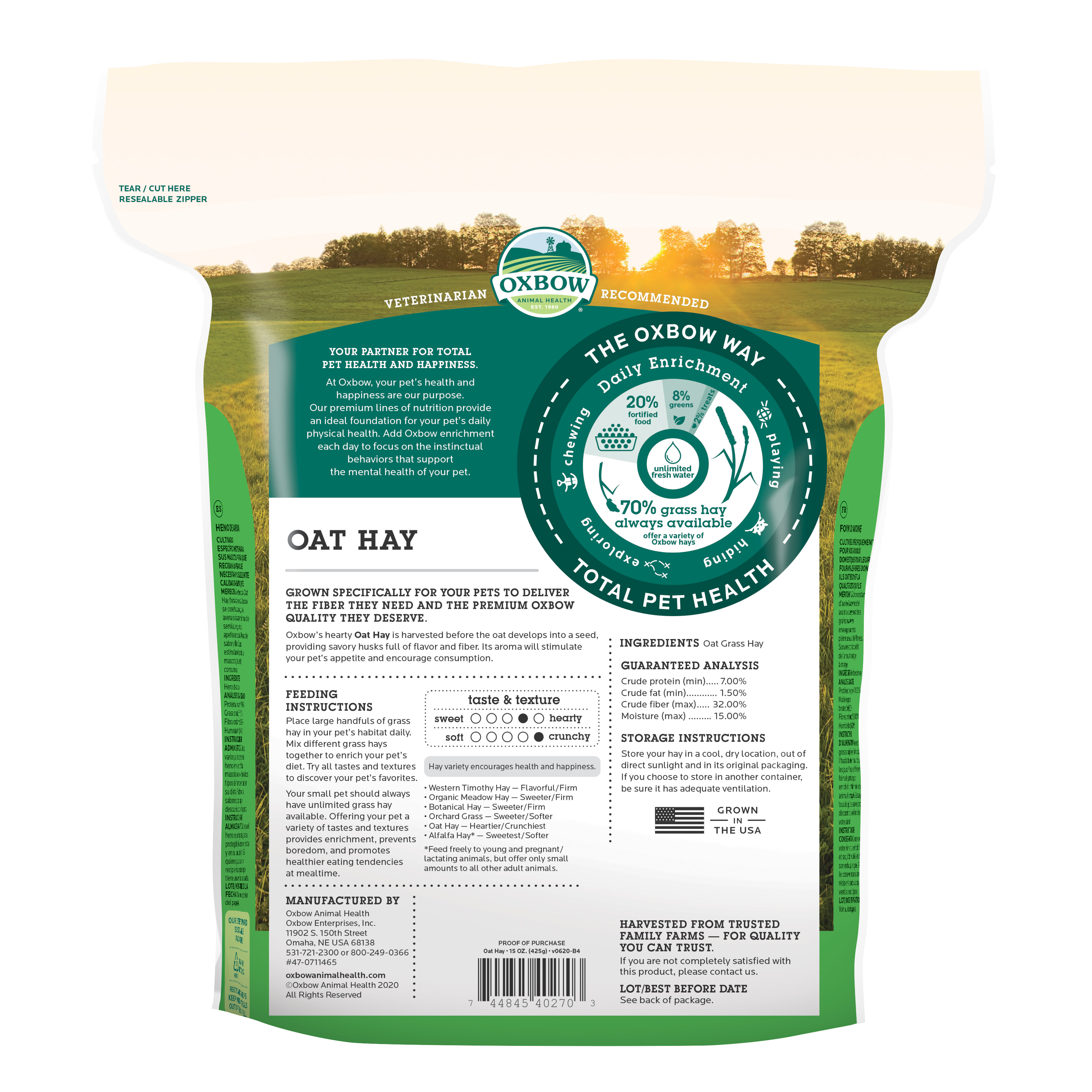 Oxbow Oat Hay (15 oz) - 425g