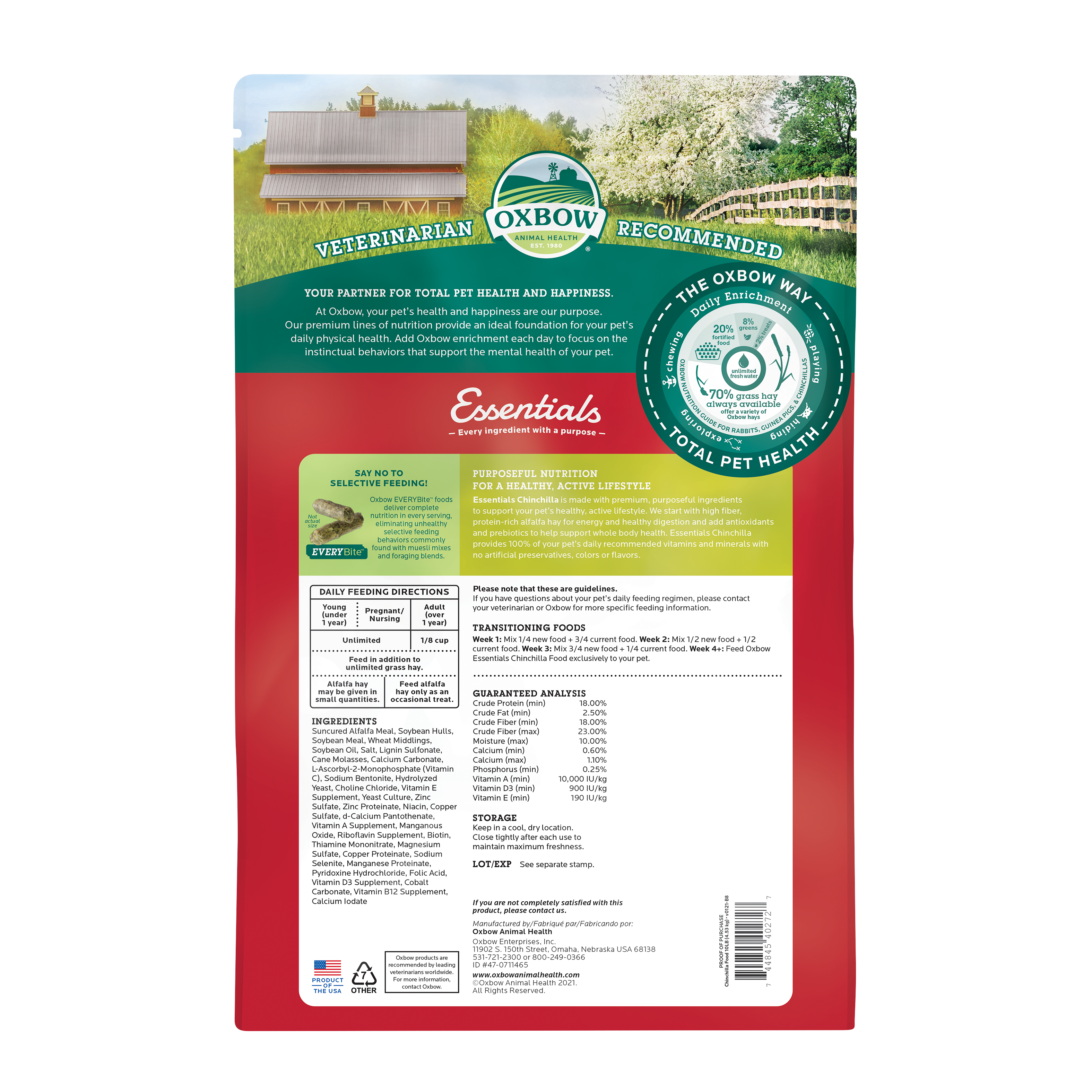 Oxbow Essentials Chinchilla Food (10 lb) - 4.53kg