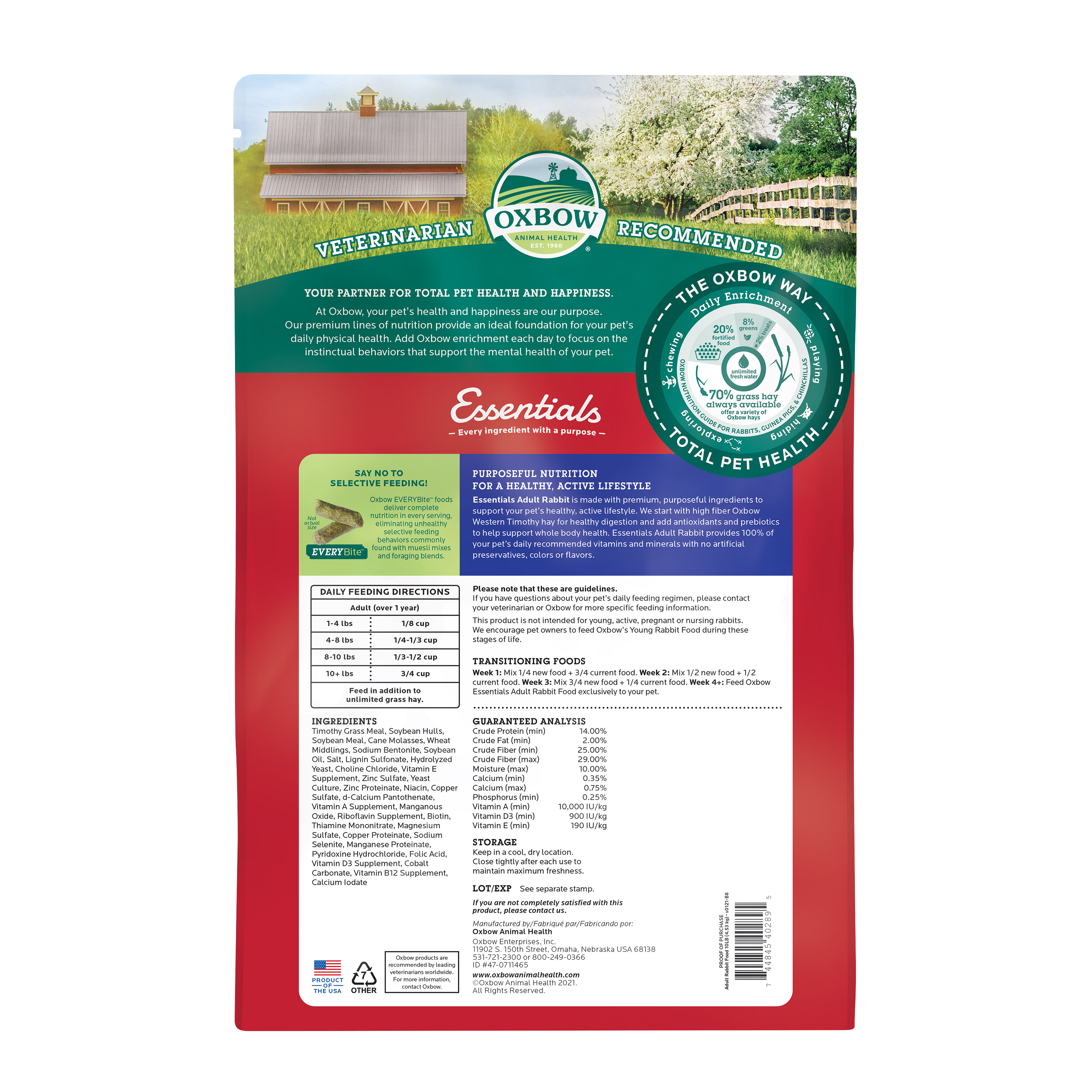 Oxbow Essentials Adult Rabbit Food (10 lb) - 4.53kg