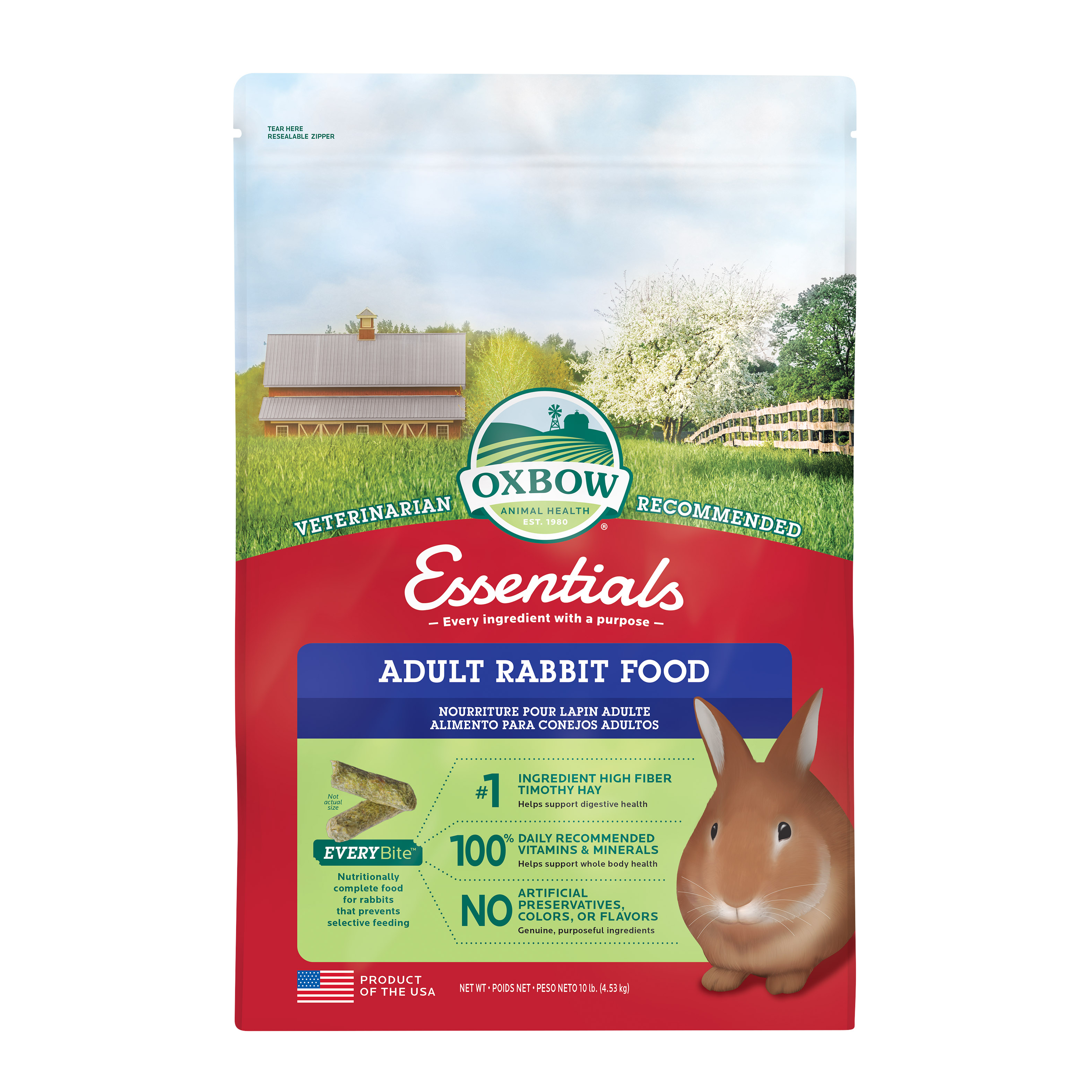 Oxbow Essentials Adult Rabbit Food (10lb) x 4