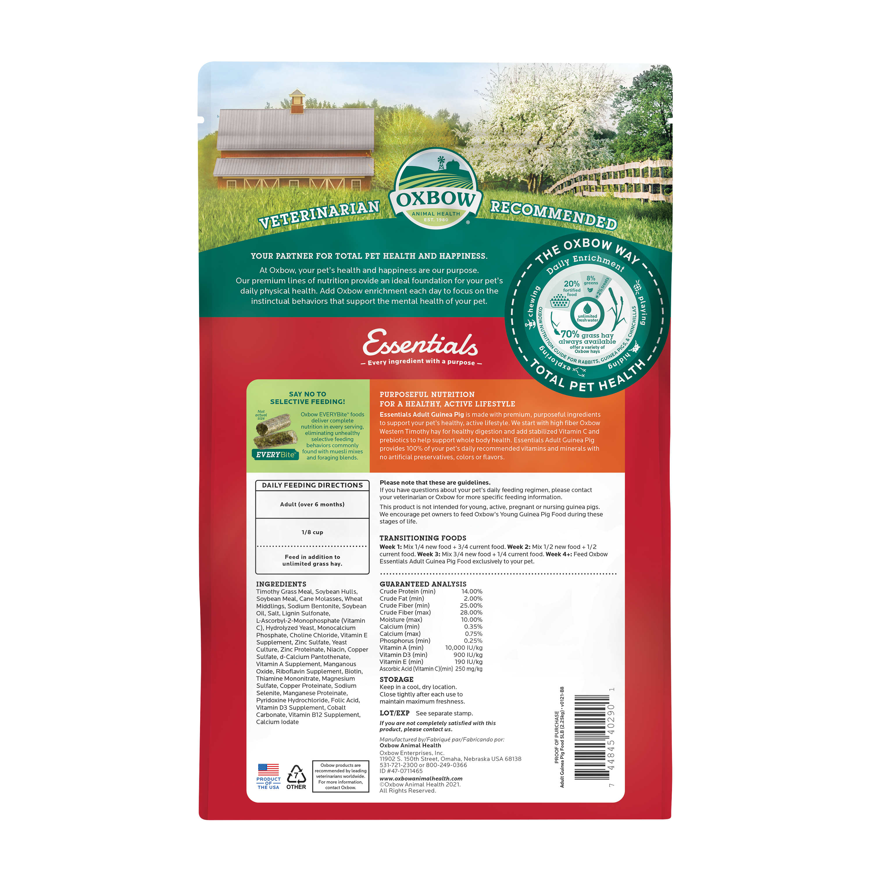 Oxbow Essentials Adult Guinea Pig Food (5 lb) - 2.25kg