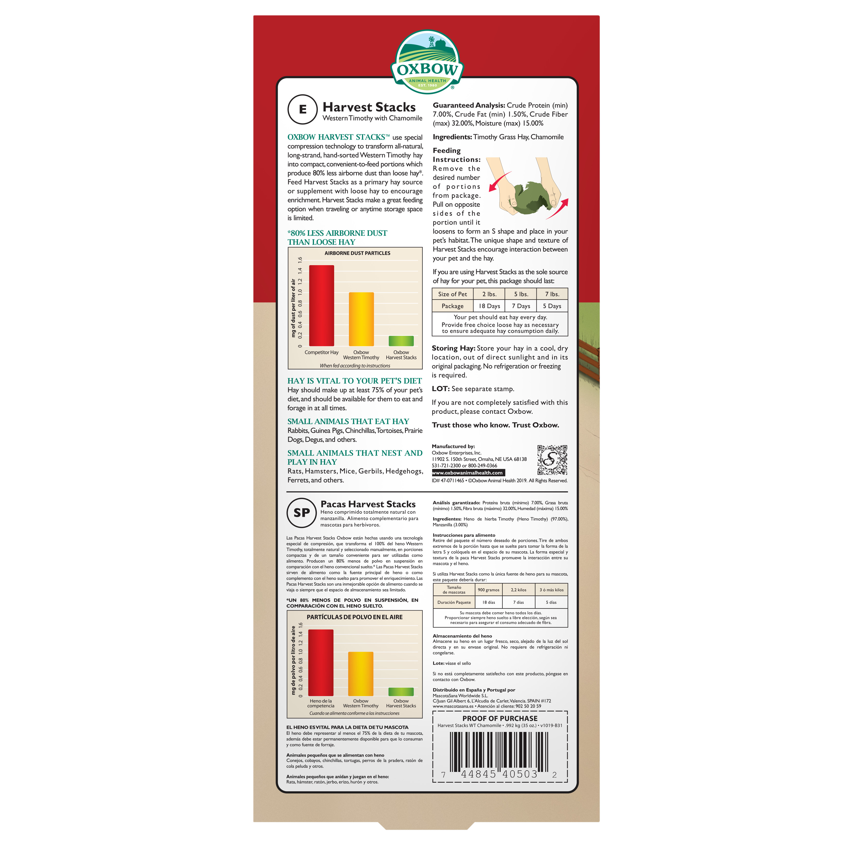 Oxbow Harvest Stacks - Western Timothy with Chamomile (35 oz) - 992g