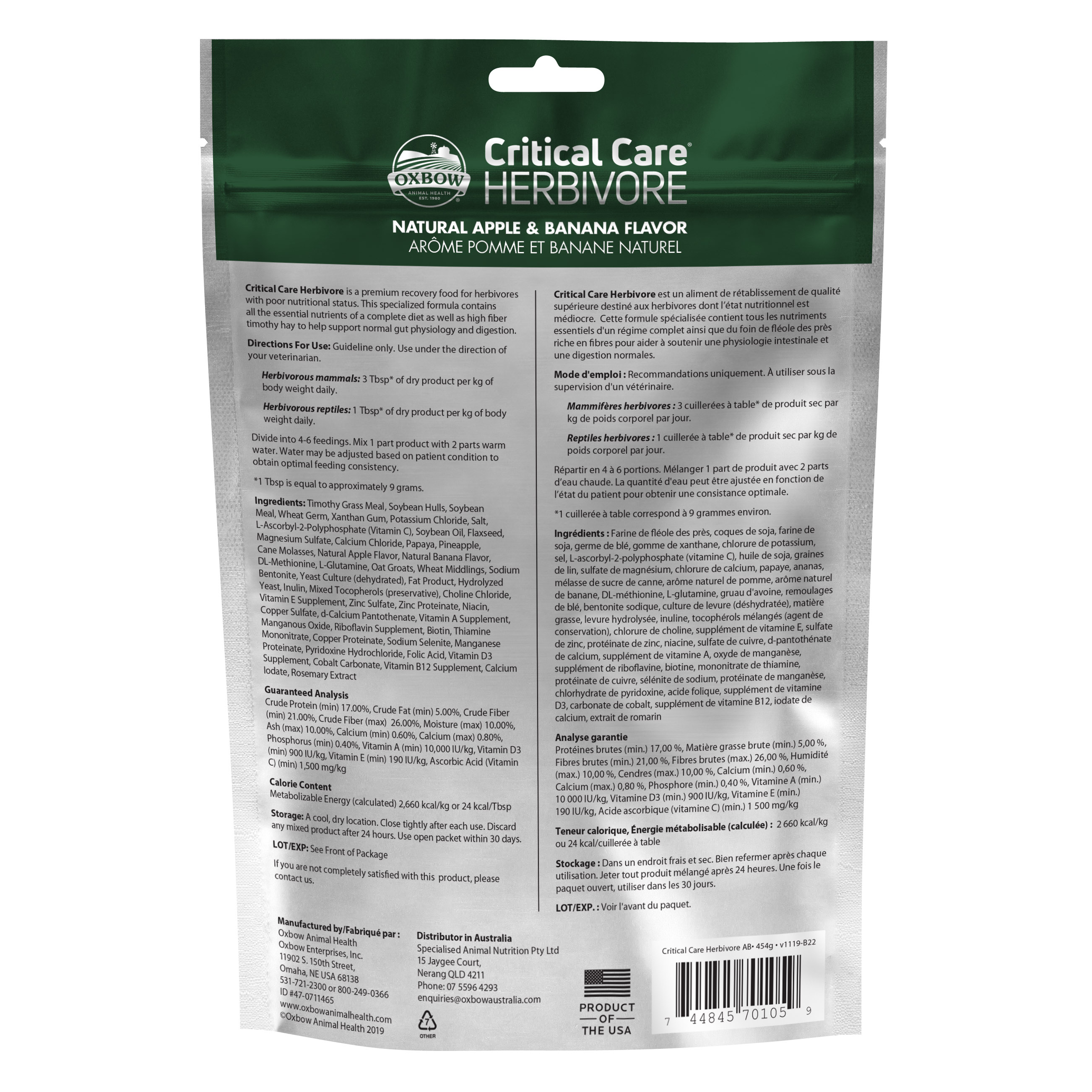 Oxbow Critical Care Herbivore Natural Apple & Banana (454 g)