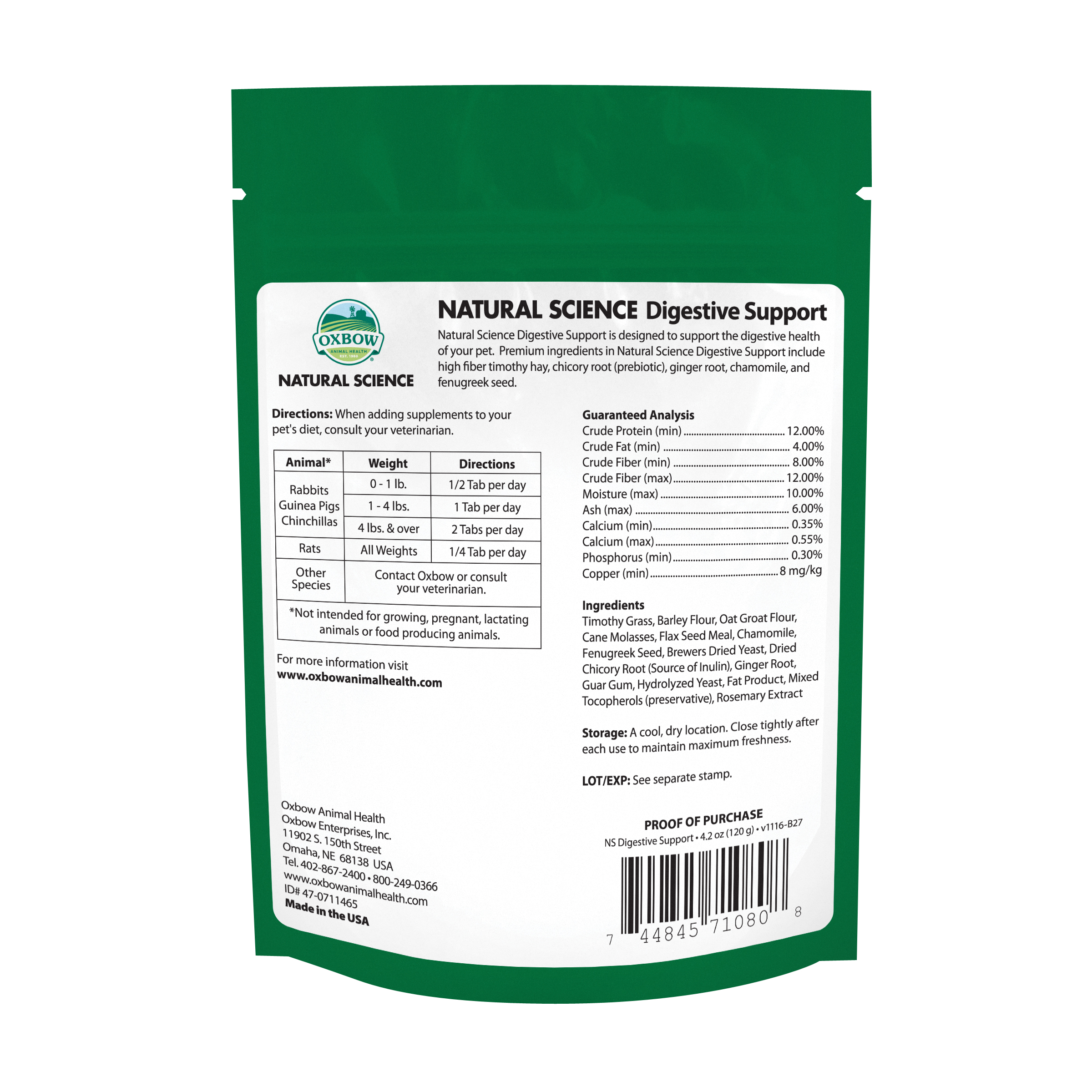 Oxbow Natural Science - Digestive Support (4.2 oz) - 120g