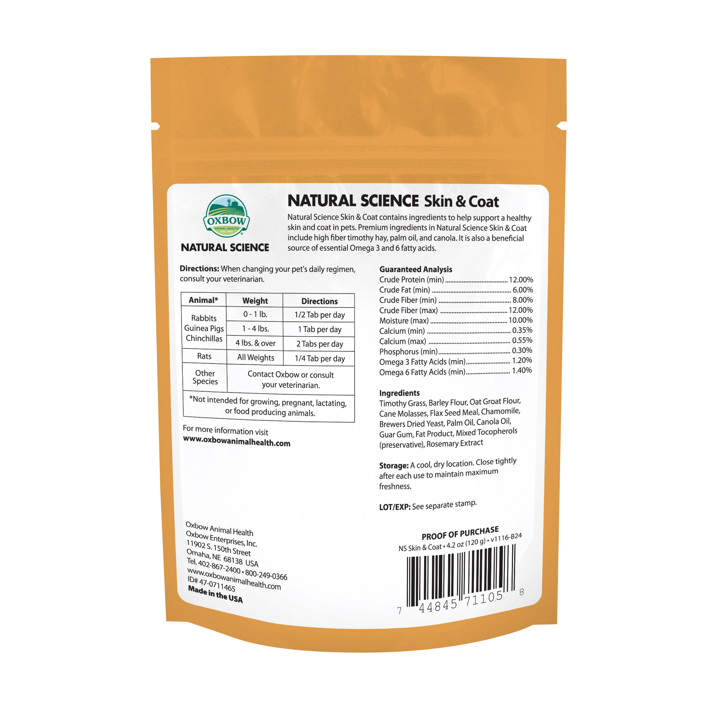 Oxbow Natural Science - Skin & Coat (4.2 oz) - 120g
