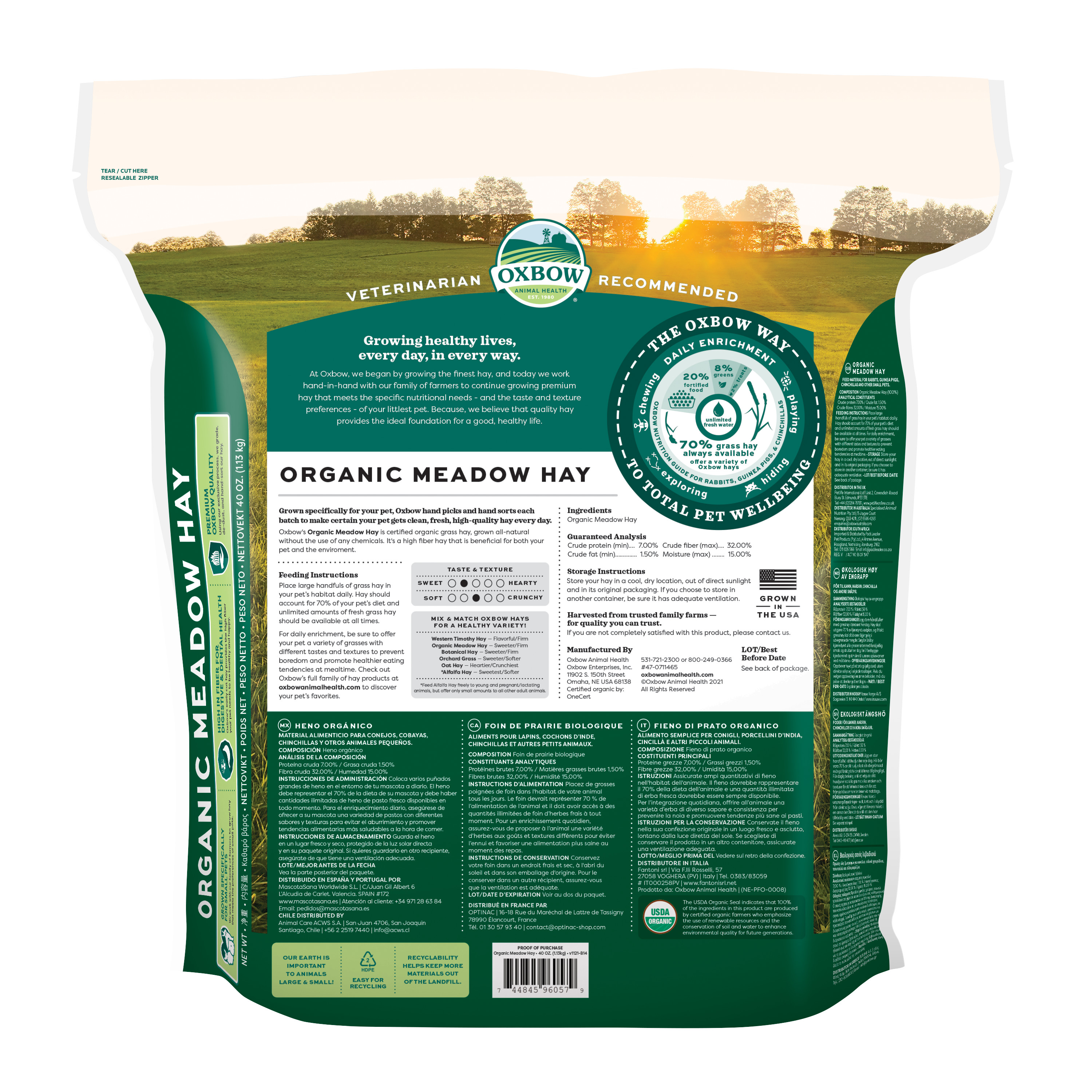Oxbow Organic Meadow Hay (40 oz) - 1.13kg
