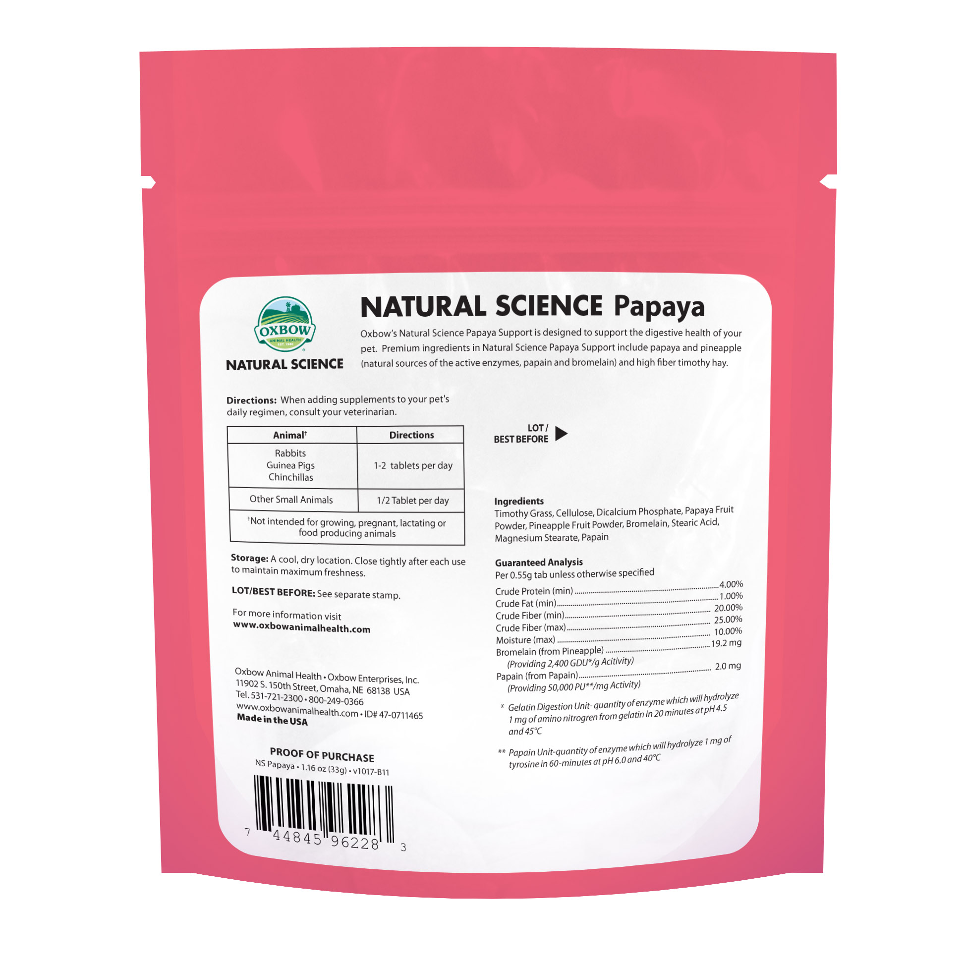 Oxbow Natural Science - Papaya Support (1.16 oz) - 33g