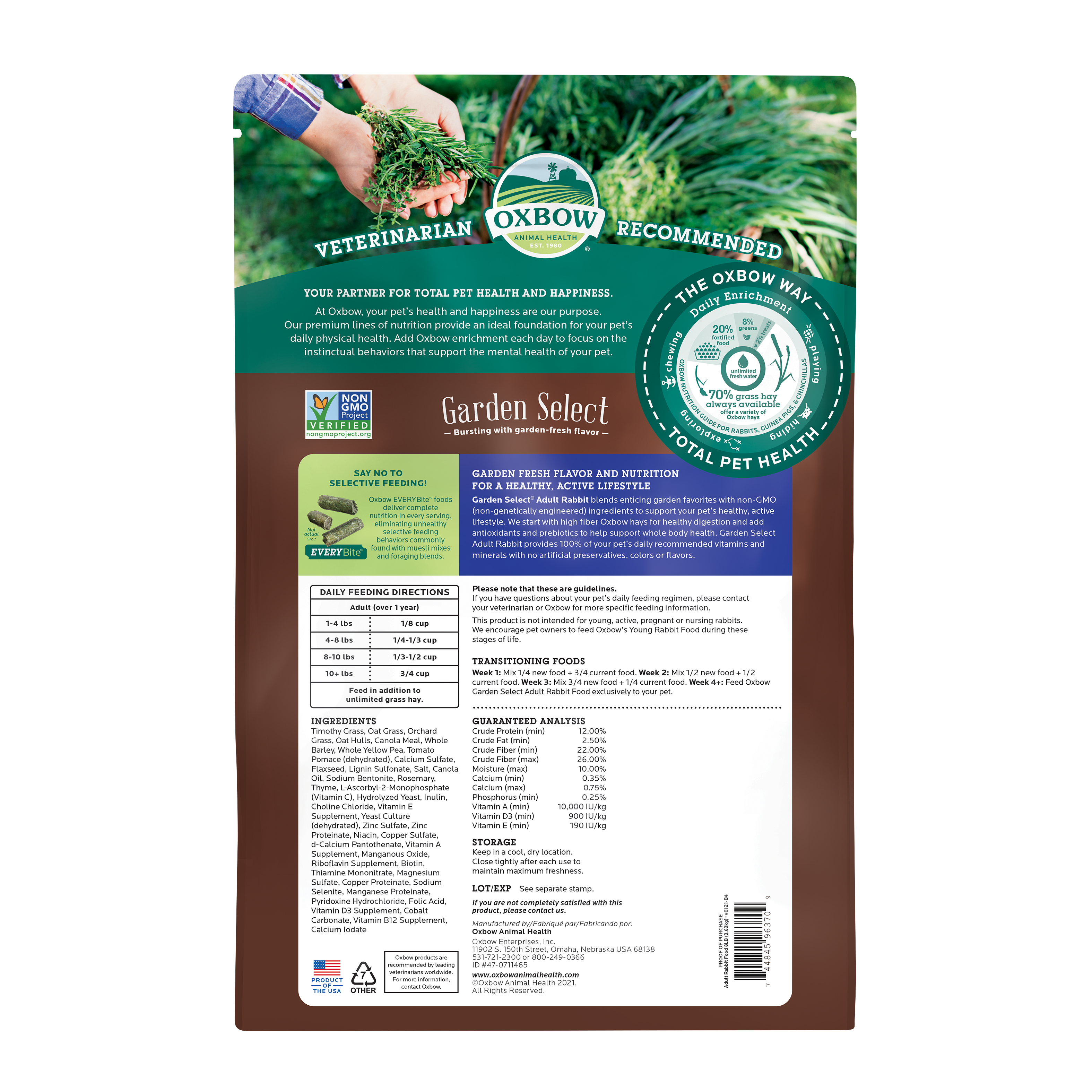 Oxbow Garden Select - Adult Rabbit Food (8 lb) - 3.83kg
