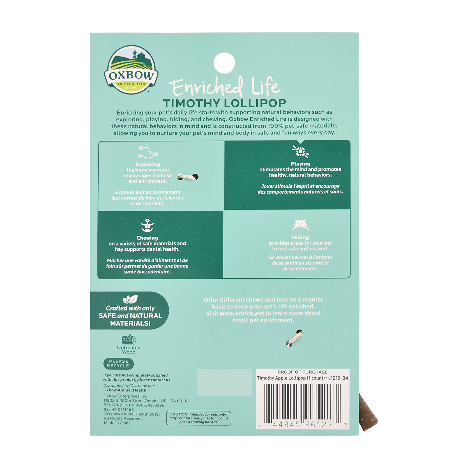 Oxbow Enriched Life - Timothy Lollipop (Apple)