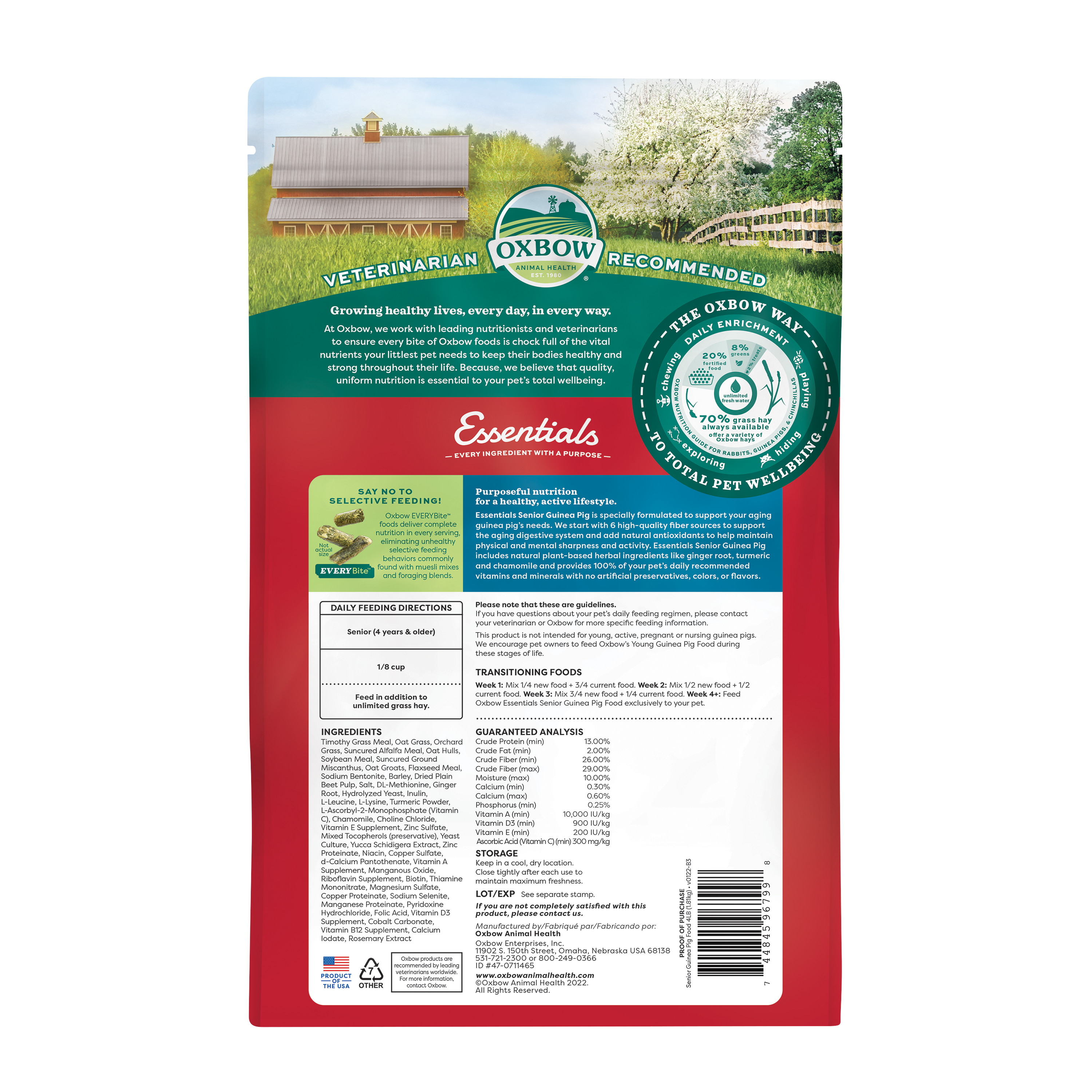 Oxbow Essentials Senior Guinea Pig Food (4 lb) - 1.81kg
