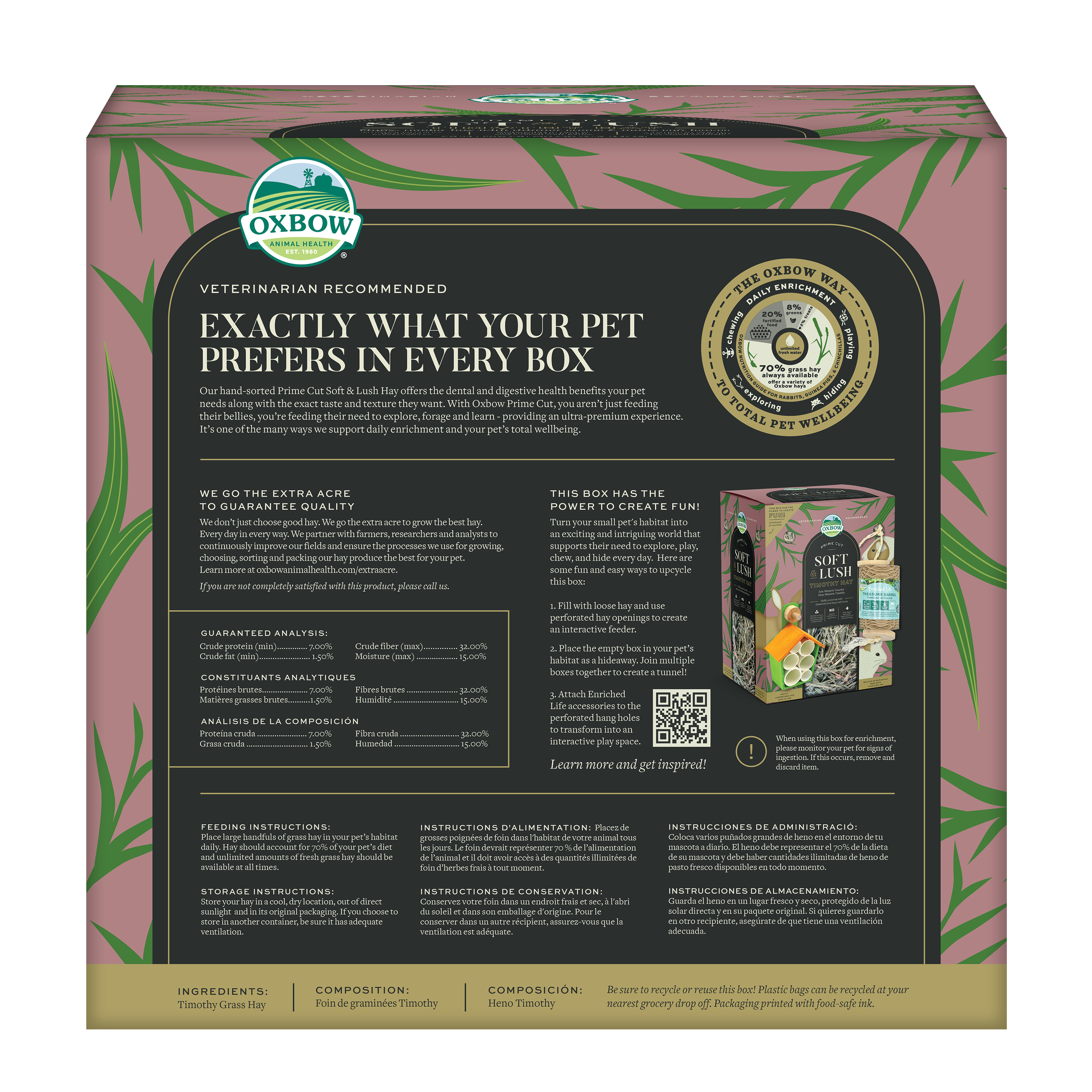 Oxbow Prime Cut Soft & Lush Timothy Hay (40 oz) - 1.13kg
