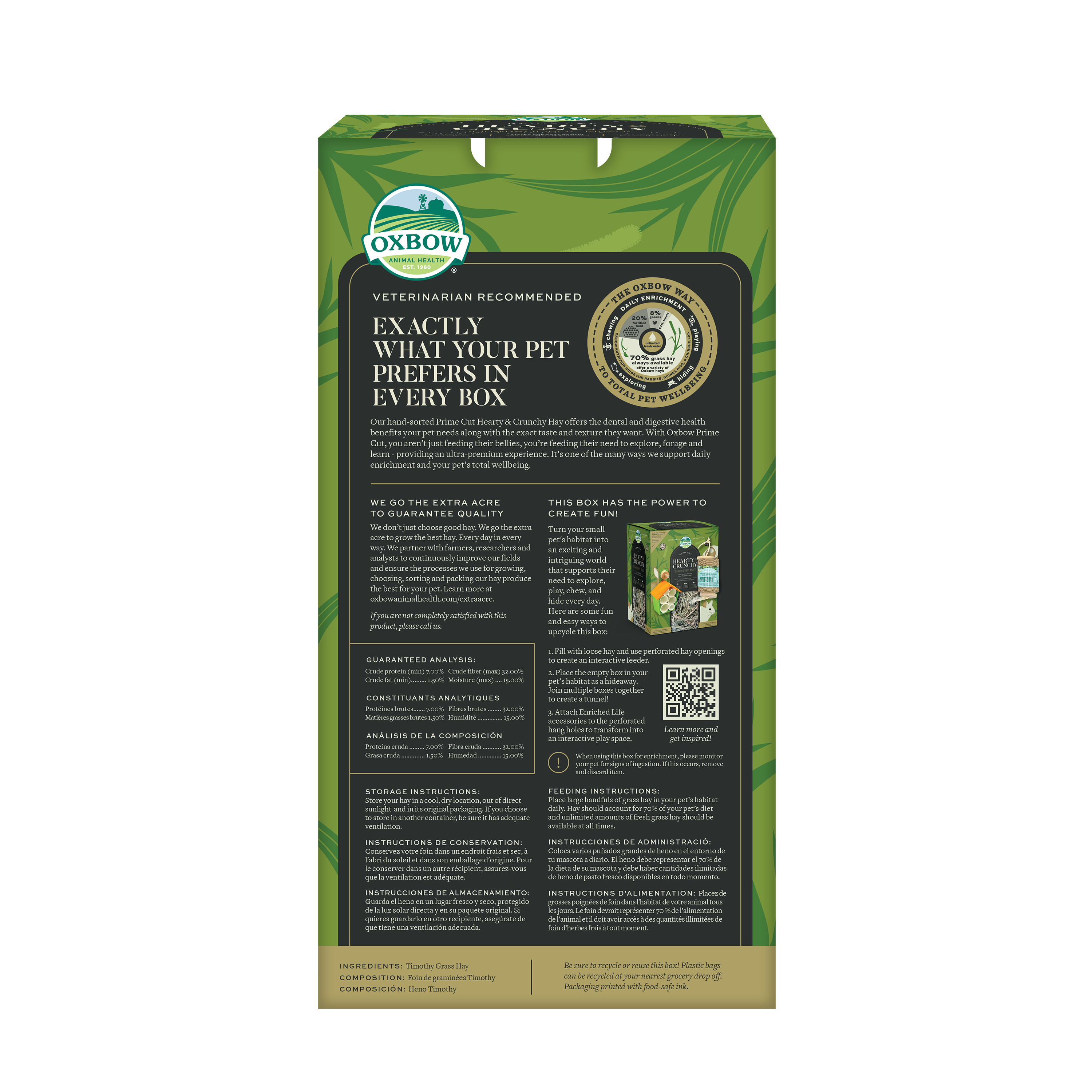 Oxbow Prime Cut Hearty & Crunchy Timothy Hay (20 oz) - 560g
