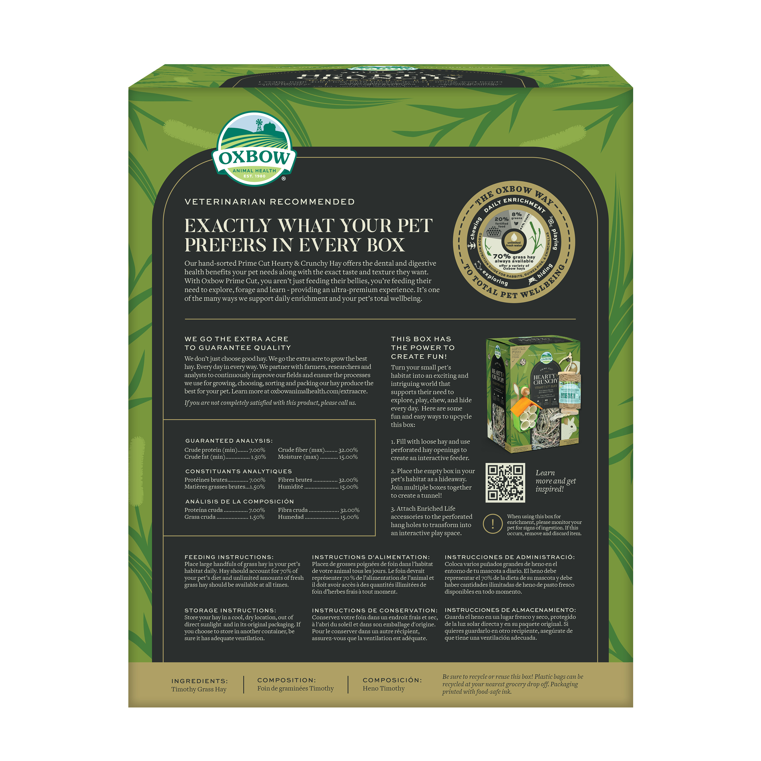 Oxbow Prime Cut Hearty & Crunchy Timothy Hay (40 oz) - 1.13kg
