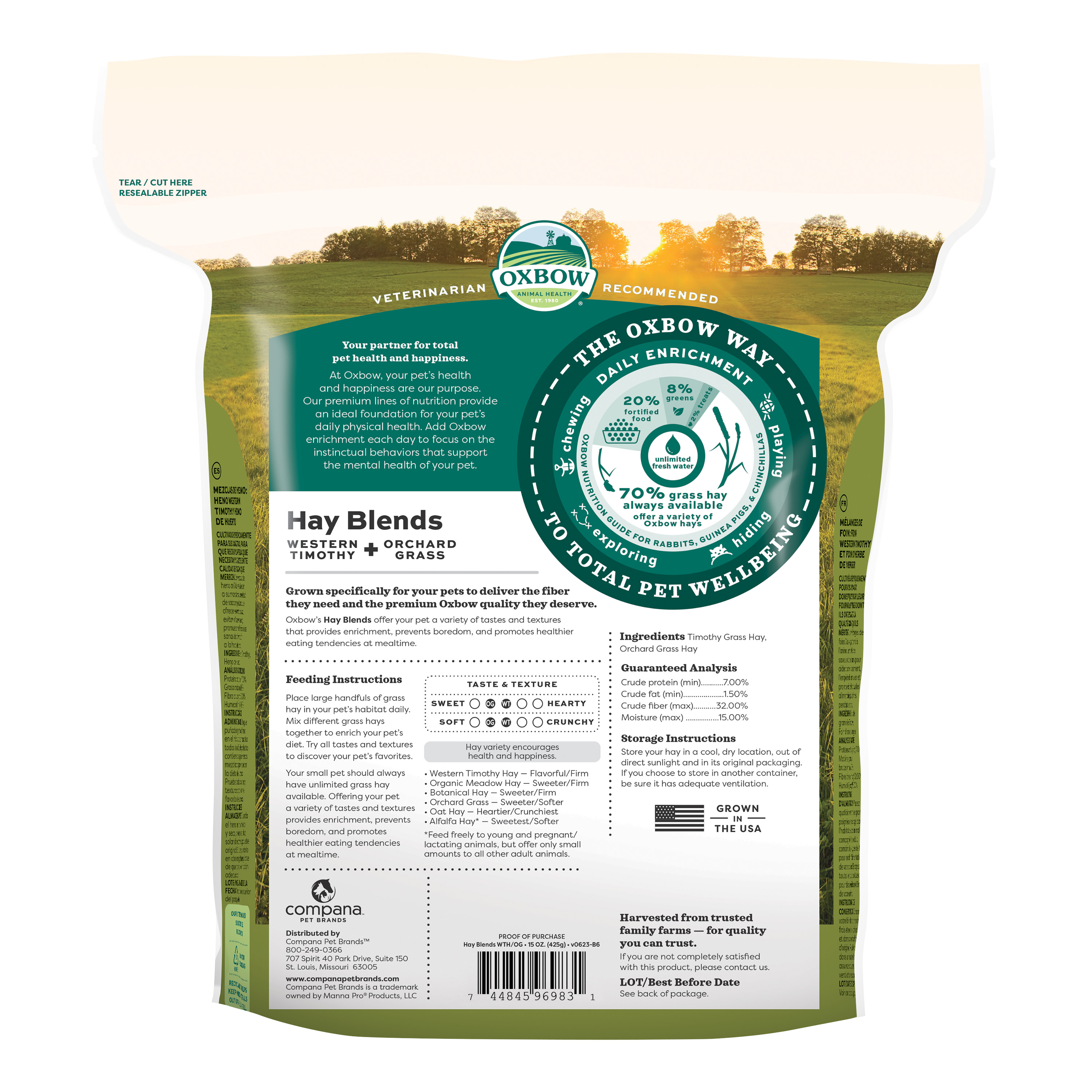 Oxbow Hay Blends - Western Timothy & Orchard Grass (15 oz) - 425g